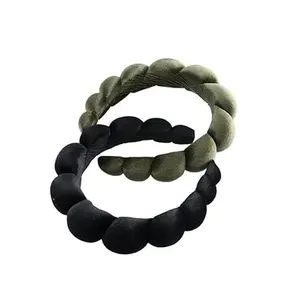 2Pcs Velvet Hair Hoops Trendy Makeup Headwear Temperament Head Ornaments Non-Slip Spa Headband for Women Girls