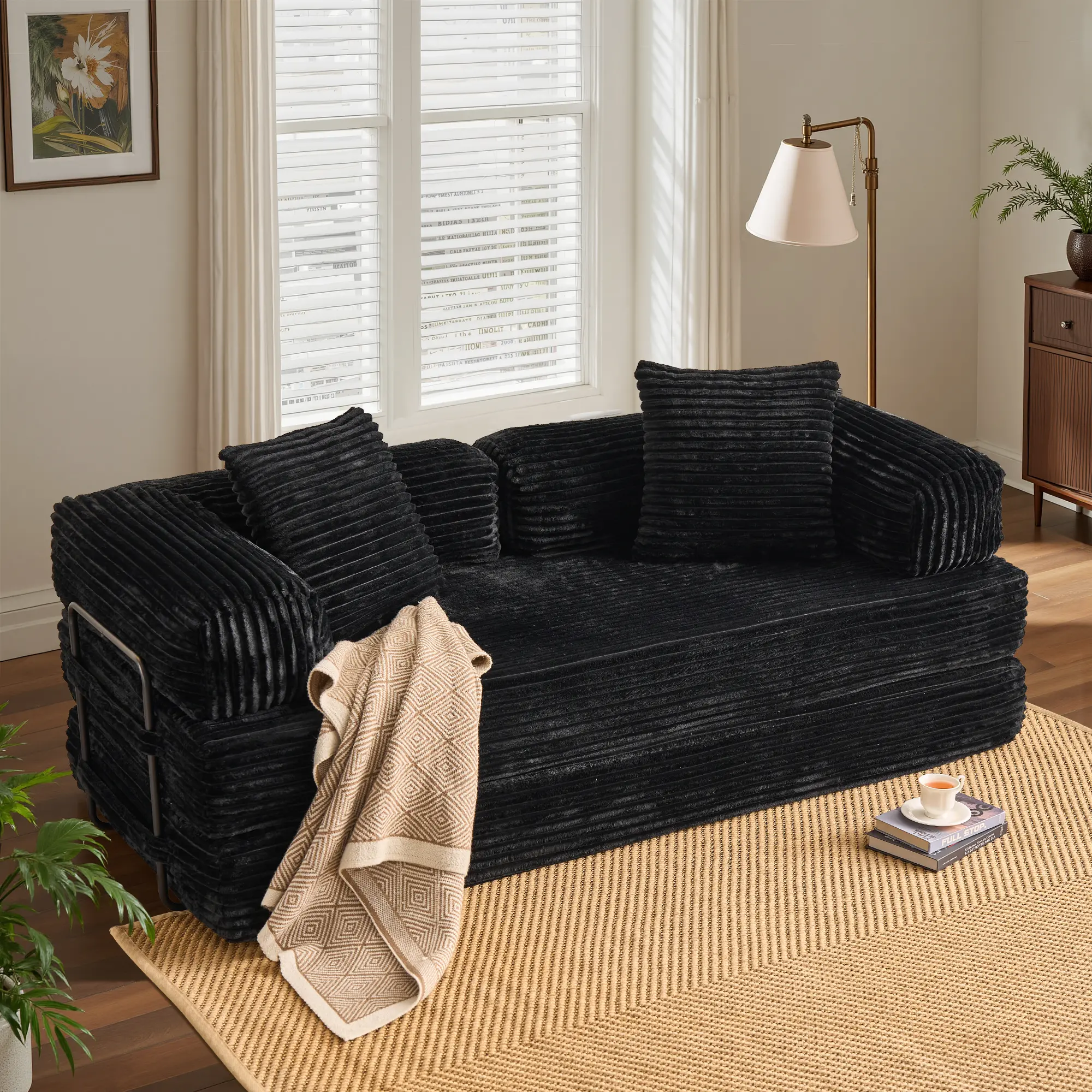 Black Plush Corduroy