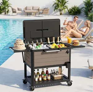 104 Qt Rolling Cooler with Wheels – Large Outdoor Ice Chest, Heavy Duty Portable Cooler Cart for Drinks with Handle, Patio Beer Beverage Cooler for Party Backyard BBQ Tailgate Camping
