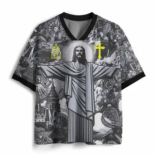 Brazil Christ Redeemer Christian Mesh Jersey Faith Athletic Performance Shirt