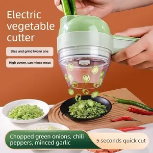 New Electric Multifunctional Garlic Mincer, Hand-Protecting Pull Garlic Press, Mini Manual Kitchen Garlic Mortar, Vegetable and Meat Cutting Tool