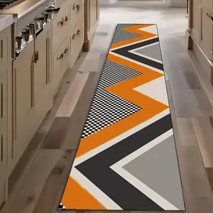 Geometric Pattern Kitchen Runner Rug, 1 Count Non-slip Rectangle Home Decor Floor Mat, Decorative Carpet for Home Kitchen Living Room, Checkered Area Rug