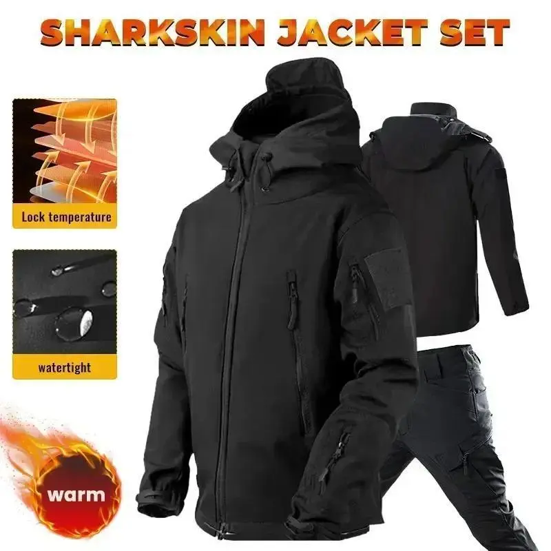 Multiple Colors Thicken Soft Shell Winter Work Sharkskin Storm Hooded Jacket Hiking Clothing Fishing Tracksuit Set Sports Casual Wear Sports Outerwear Sportswear Multiple Colors Thicken Soft Shell Winter Work Sharkskin Storm Hooded Jacket Hiking Clothing Fishing Tracksuit Set Sports Casual Wear Sports Outerwear Sportswear