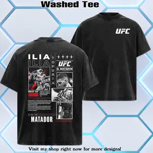 UFC 2026 - Polo Ilia Topuria " Matador " Washed T-Shirt - Hoodie, Menswear Apparel - Unisex Cotton Round Neck Crewneck T-Shirt, Casual Fashion Top Gift for UFC Fans Summer Vibe, UFC Merch, Sport Style