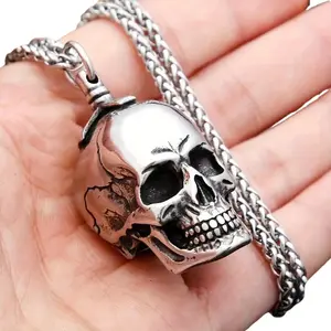 owlucky 316L 316L 316L Stainless Steel Skull Pendant Necklace - Vintage Gothic Punk Design, Hip Hop Style with Chain, Durable Jewelry Gift for Him, Hip Hop Accessory, Skull Jewelry, Hip Hop Necklace, Gothic Accessory, Durable Chain Necklace