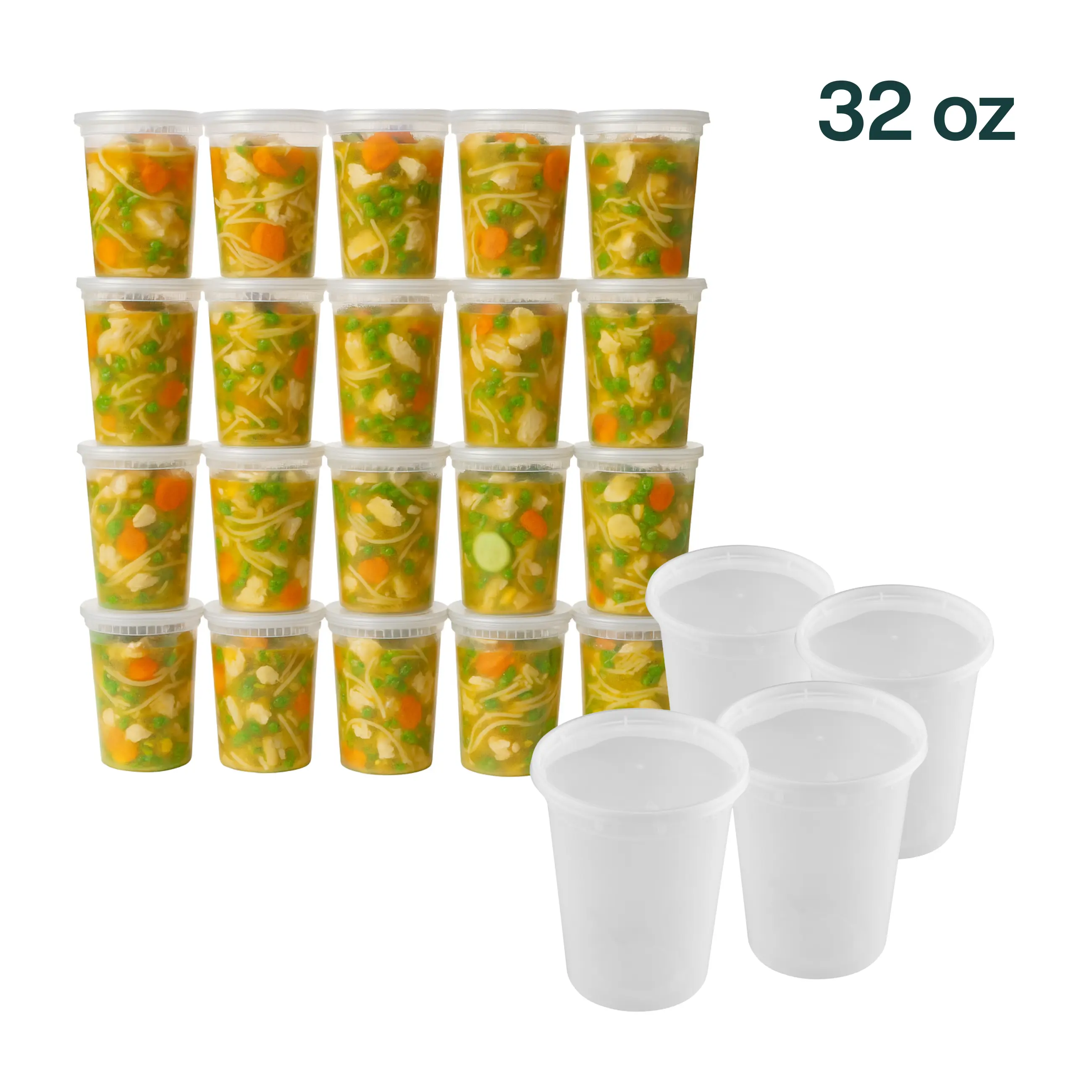 ProTakeOut, [32 oz] Heavy-Duty PP Deli Containers with Lids – 100 Sets| Microwave & Freezer Safe | Durable, Leak-Resistant & Reusable | Ideal for Food Storage, Meal Prep, Restaurants & Catering