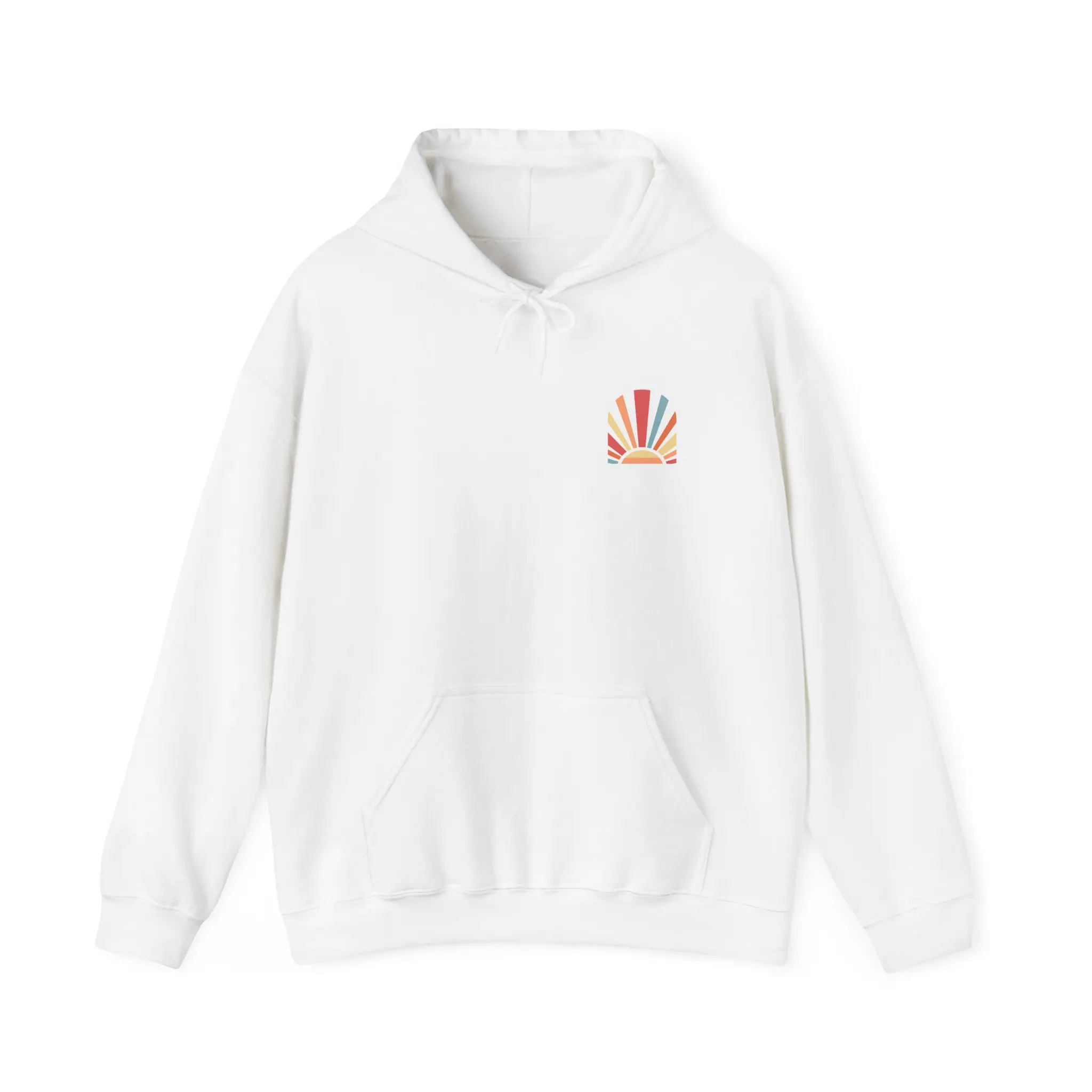 Forever Chasing Sunsets Hoodie — Retro Sunrise Graphic Hooded Sweatshirt