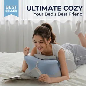 Lumbar Reading Pillow - Soft, Supportive, Comfortable for Lying Down on Bed or Couch