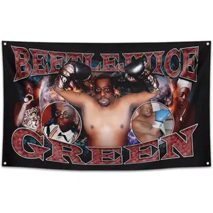 Beetlejuice Green Meme Tapestry 3x5 FT - Polyester American Meme / Trendy Wall Hanging for Bedroom & Dorm Decor, Viral Aesthetic Banner
