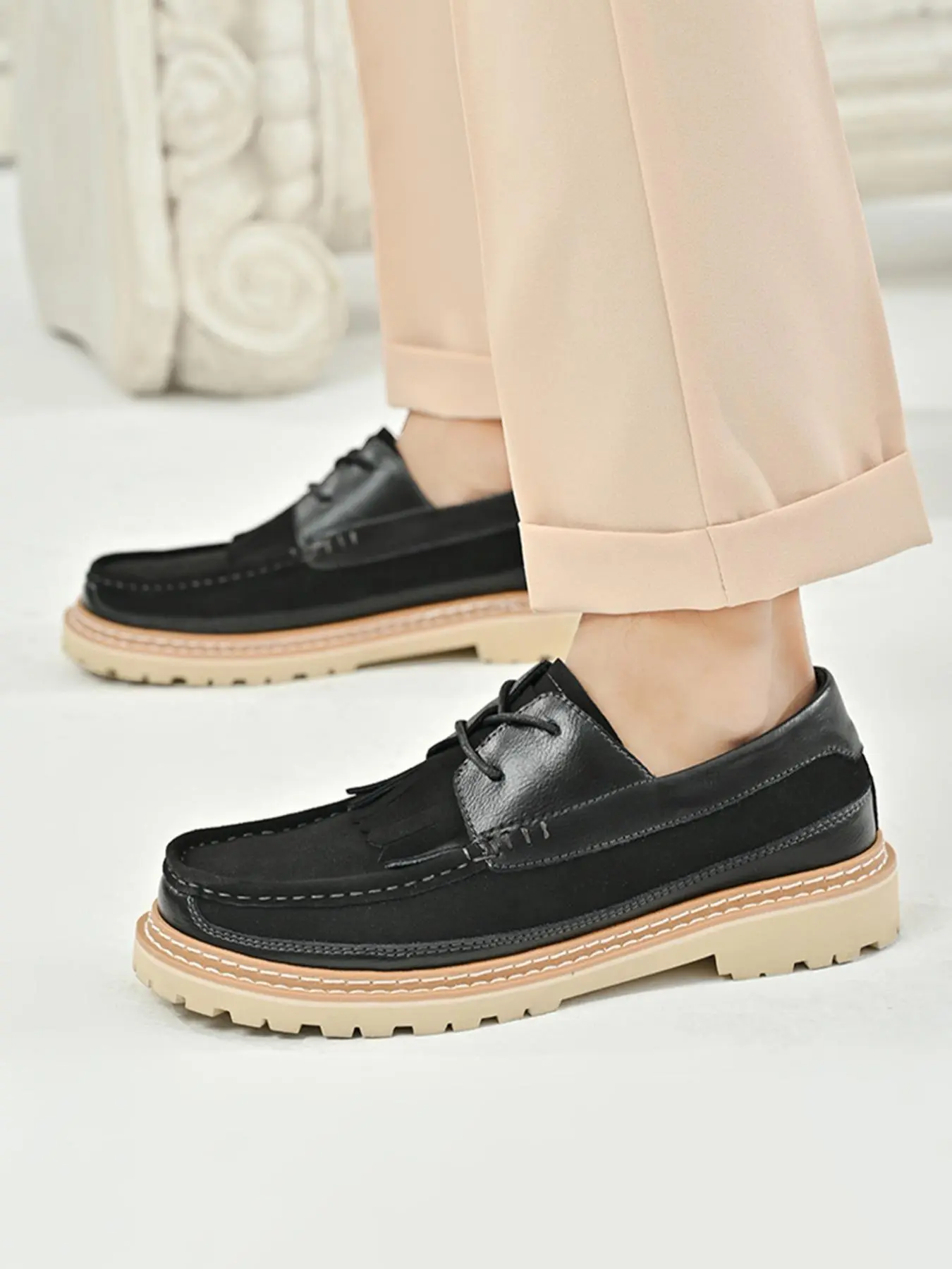 Men's Business Style Solid Color Lace Up Dress Sneakers, Casual Comfortable Loafers for Daily Wear, Fashion Shoes for Party, Daily Clothing Decor