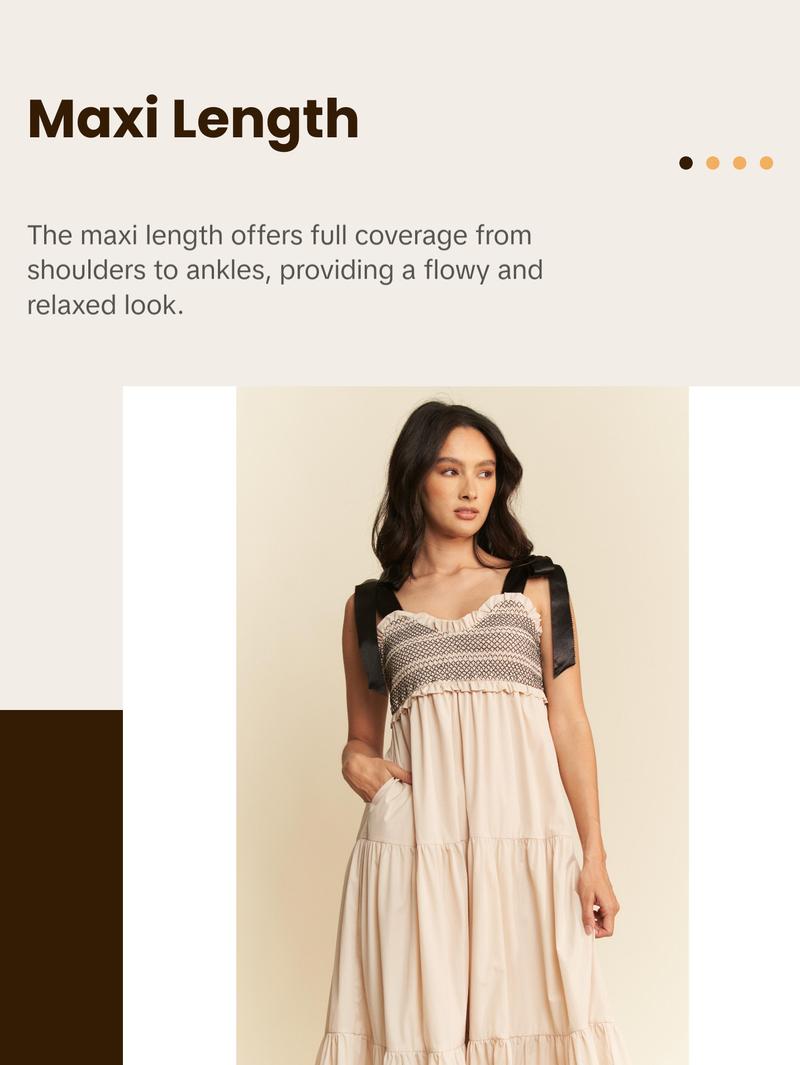 Davi & Dani Multi Contrast Smocked Bodice Straps Maxi Dress Davi & Dani Multi Contrast Smocked Bodice Straps Maxi Dress