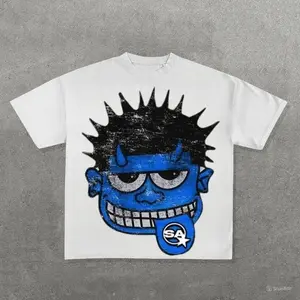 Monster Blue Crewneck, Y2k Graphic Tee, Y2k Clothing Graphic Tee Hip Hop T-Shirt Rapper, Unisex Cotton Graphic Shirt
