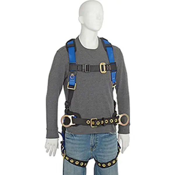 FallTech Foreman 3-D Construction Full Body Harness, 3 D-Rings (Back & Side), 425 lbs Capacity, 5 Points of Adjustment, 9-Position Tongue Buckle Leg Straps, Large & Extra Large, 7" Shoulder Pads, Durable 4" Waist