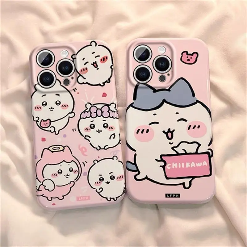 Cartoon Chiikawas Mobile Phone Case New Cartoon Hachiwares Pink Anti-fall Case Suitable for IPhone 14 13 12 11 Pro Max Girl Gift