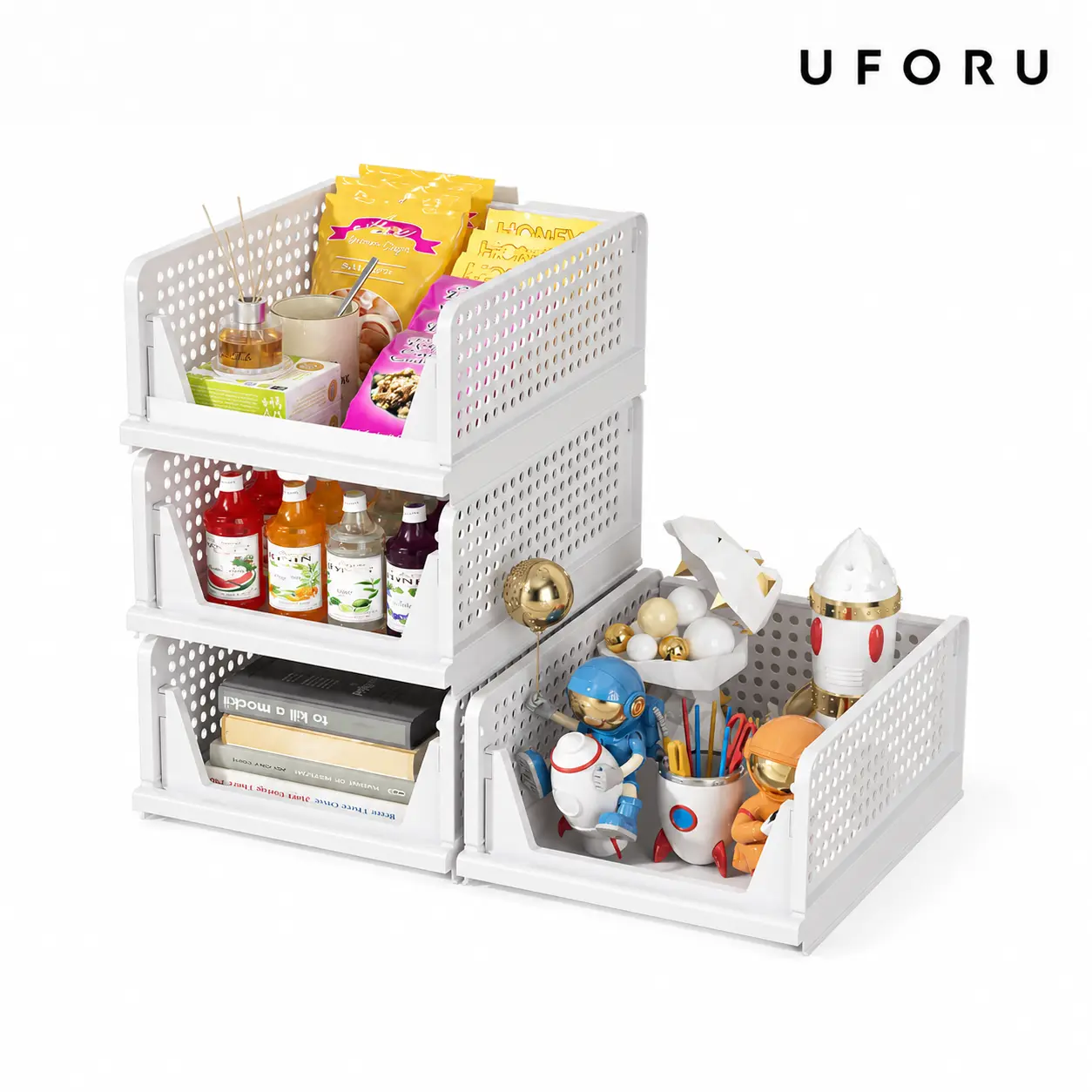 UFORU 5 Pack Stackable Wardrobe Organizer Baskets, Pull-out Drawer Design for Clothes, Pantry & Bathroom Organizationdealsforyou#SummerWins