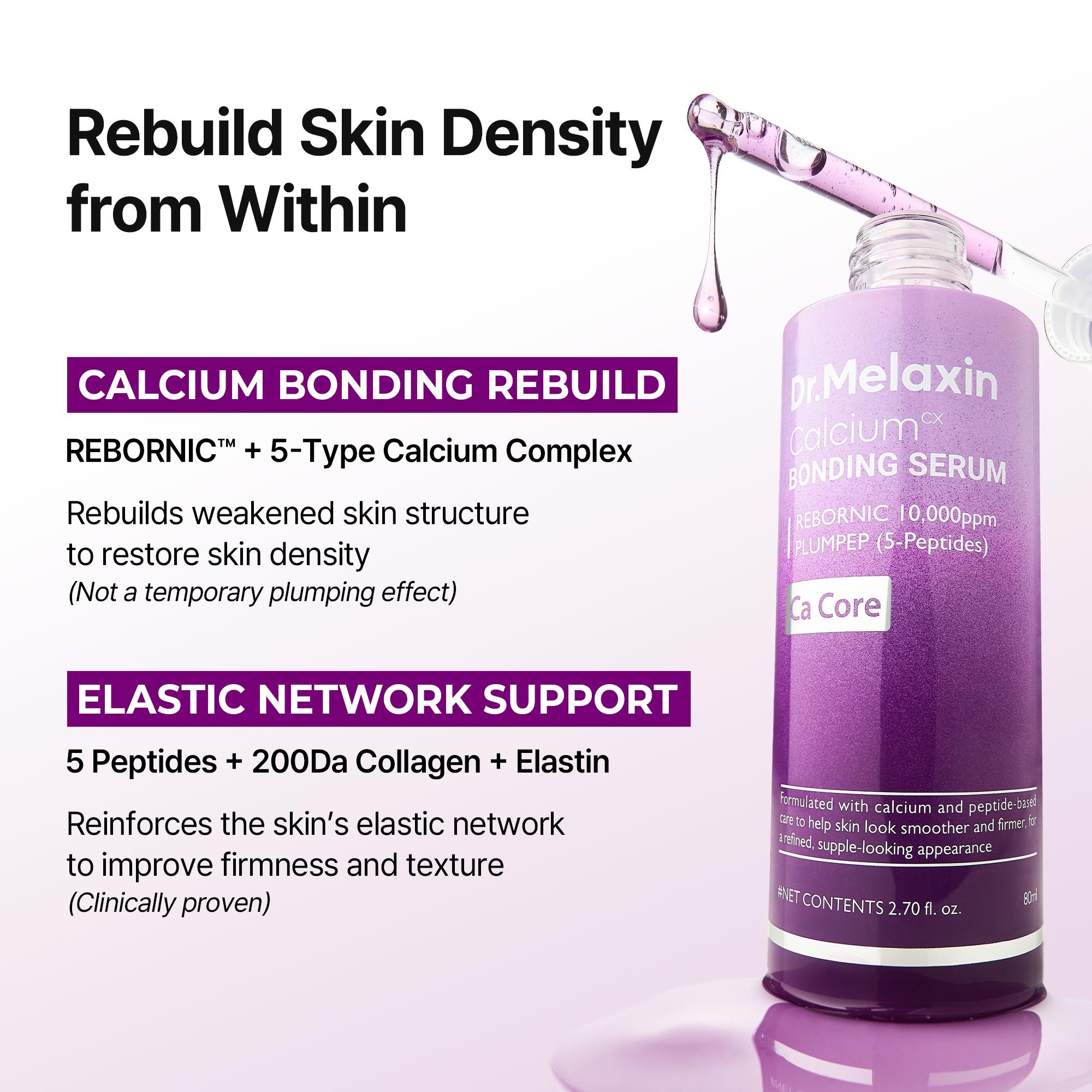[Dr.Melaxin Official] Calcium Bonding Serum & Cream Density Duo for 3-Step Skin Rebuilding with Calcium, Collagen & REBORNIC, Restores Firmness & Elasticity