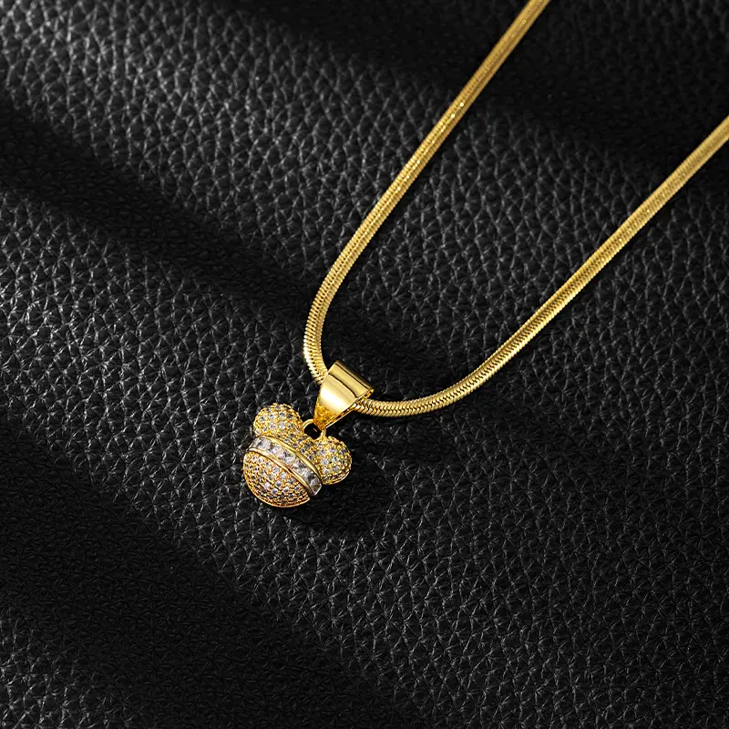 Women's 2 mm Gold Filled Long Sugar Cube Bear Pendant Necklace - Dainty Copper Chain, Modern Gold Aesthetic Charm Jewelry Necklaces, Exquisite Female Daily/Party Wear, Ideal Birthday Gift