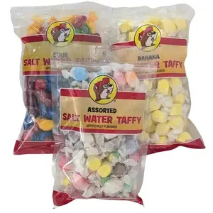 Buc-ee's Saltwater Taffy Assorted Flavors Classic Vanilla Strawberry Watermelon Banana Cherry Blue Raspberry Pineapple Chocolate Green Apple Individually Wrapped Resealable Bags