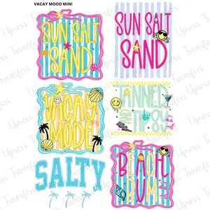 Vacay Mood Mini DTF Transfer Gang Sheet 24.5" wide x 36" long. Direct To Film Mini Gang Sheet