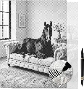 Equestrian Elegance Horse Dot Painting Kit for Adults — 13×17 Canvas with Dual-Tip Marker