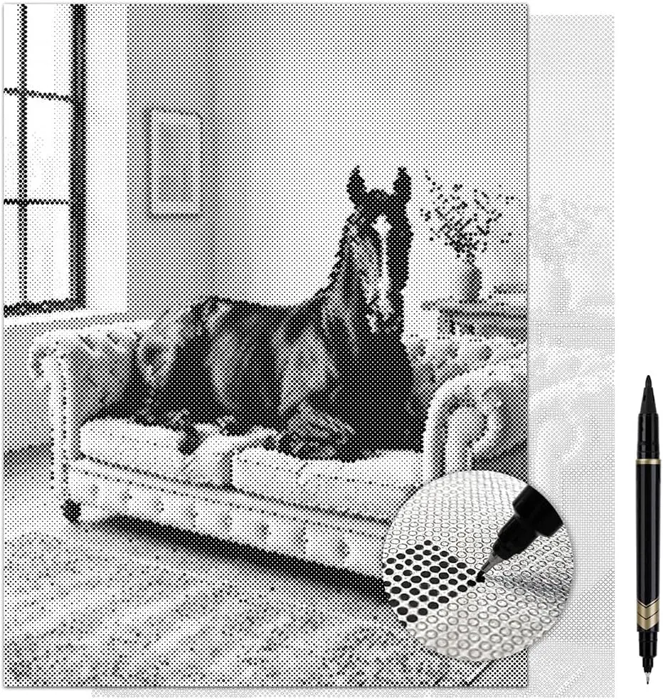 Equestrian Elegance Horse Dot Painting Kit for Adults — 13×17 Canvas with Dual-Tip Marker