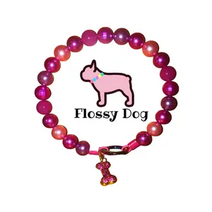 Magenta Pearl Beaded Dog Collar | Durable Dog Necklace with Big Beads | Custom Pet Jewelry | Luxury Dog Accessories | Puppy Pearls
