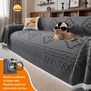 Thick Plush Sofa Cover, Pet-Friendly, Non-Slip, Reusable, Suitable for 2/3/4-Seater Sofas, Modern Home Decor, All Seasons