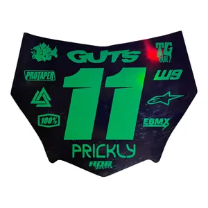 MotoCutz Style Number Plate Decal — 11 Logo — Metalic Green
