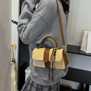 Mini Top Handle Crossbody Bag, Trendy Everyday Purse with Unique Charm Accessory(with accessories) ﻿