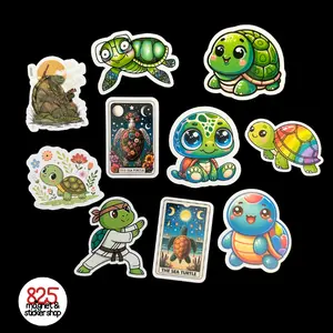 Cute Turtle Bundle | Waterproof, Kawaii Sea Turtle & Ninja Turtle Designs | Stickers or Magnets