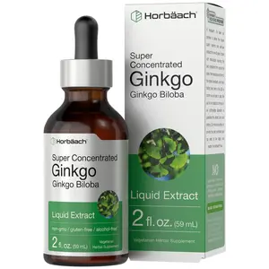 Horbäach Ginkgo Biloba Extract Liquid 2 fl oz | Alcohol-Free Herb Supplement | Vegetarian, Non-GMO, Gluten Free
