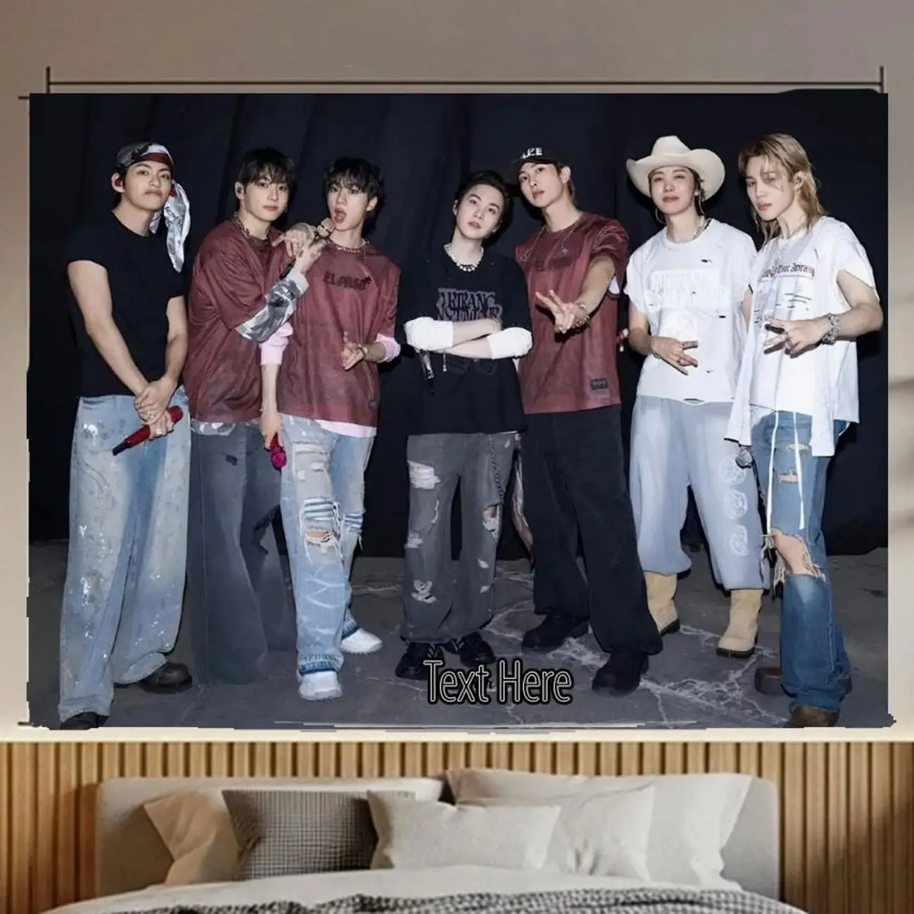 Bangtan Hanging Tapestry | Bantan Boys | Personalized Wall Art | Polyester Fabric | Ship Flag Banner