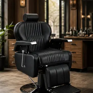 ARCH Heavy Duty Salon-Style Recliners, Hydraulic All-Purpose Barber Chair, 360° Swivel, Height Adjustable, Metal Frame, PU Leather, Memory Foam, 440 lb Capacity, for Barber Shop & Spa Tattoo Styling Equipment, Black