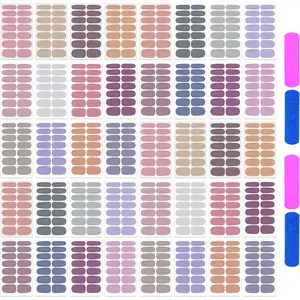 40 Sheets Elegant Solid Color Nail Polish Strips with Nail File Self-Adhesive Grey Purple Color Nail Strips Nail Stickers Full Nail Wraps for Women Nail Art