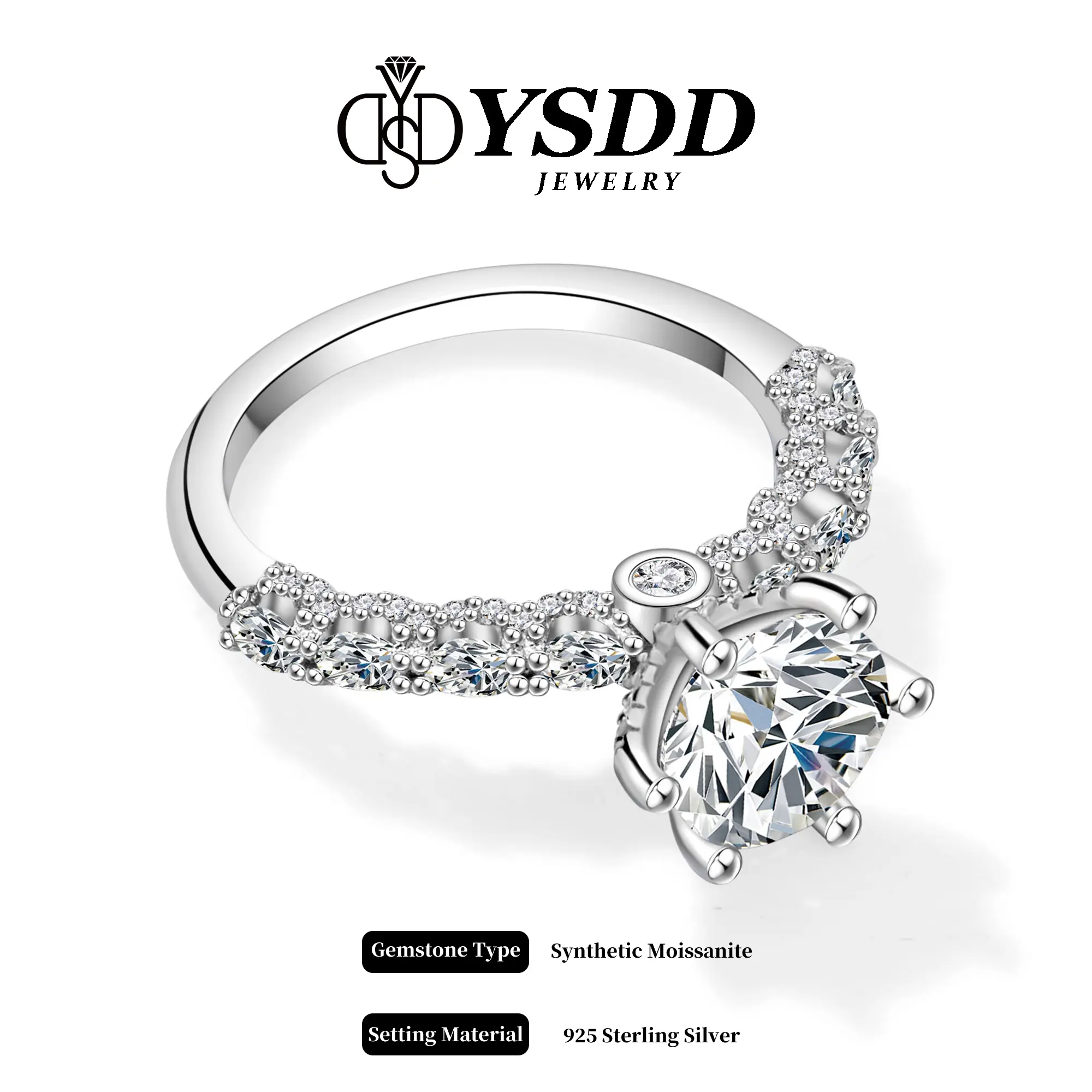 【#333 Vivian Crown】2CT Synthetic Moissanite Ring for Women, Promise Rings 925 Sterling Silver D Color VVS1 Wedding Band Moissanite Engagement Ring,Size 5.5-10