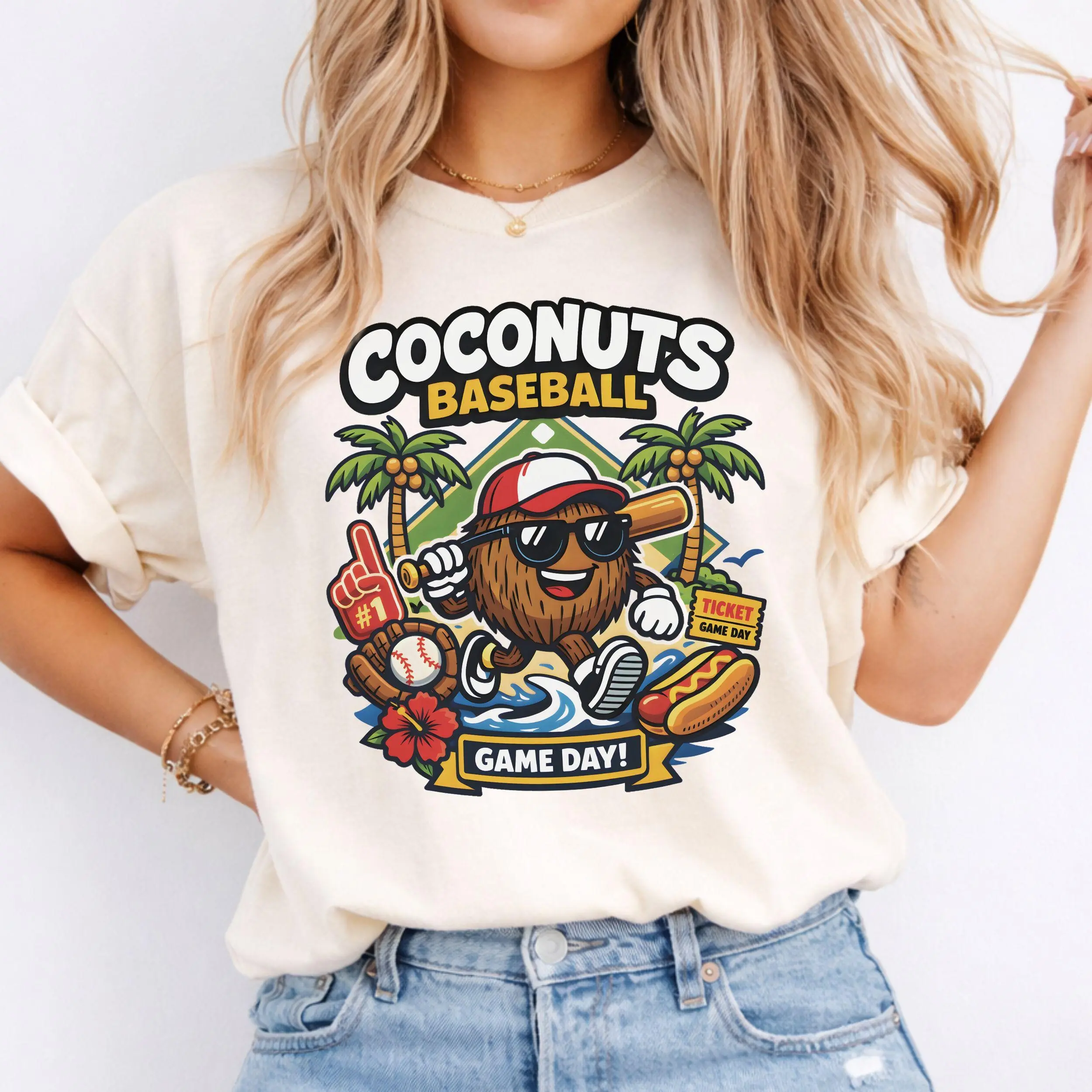 Funny Coconuts Baseball Graphic Tee, Coconuts Baseball Game Day Youth Shirt, Family Matching Coconut Baseball Loco Unisex T-Shirt for Adults & Kids