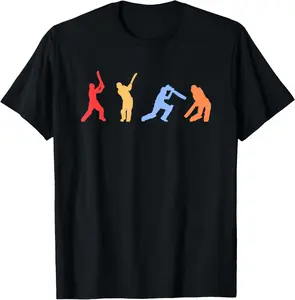100% cotton Unisex Cricket Gifts - Retro Vintage Colors Cricket Players T-Shirt