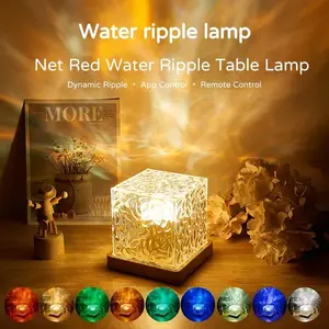 Dynamic Rotating Water Ripple Projector Night Light, LED Light Bedroom, Sensor Touch & Remote Control, Flame Crystal Lamp, Ambient Light, LED night lamp for Living Room Study Bedroom Dynamic LED Christmas Gift