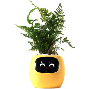 pet Planter Robot Guidance on  Care with Emojis, Adorable  Companion with Rich Gesture Interaction, Neat Desk Setup  (Yellow)