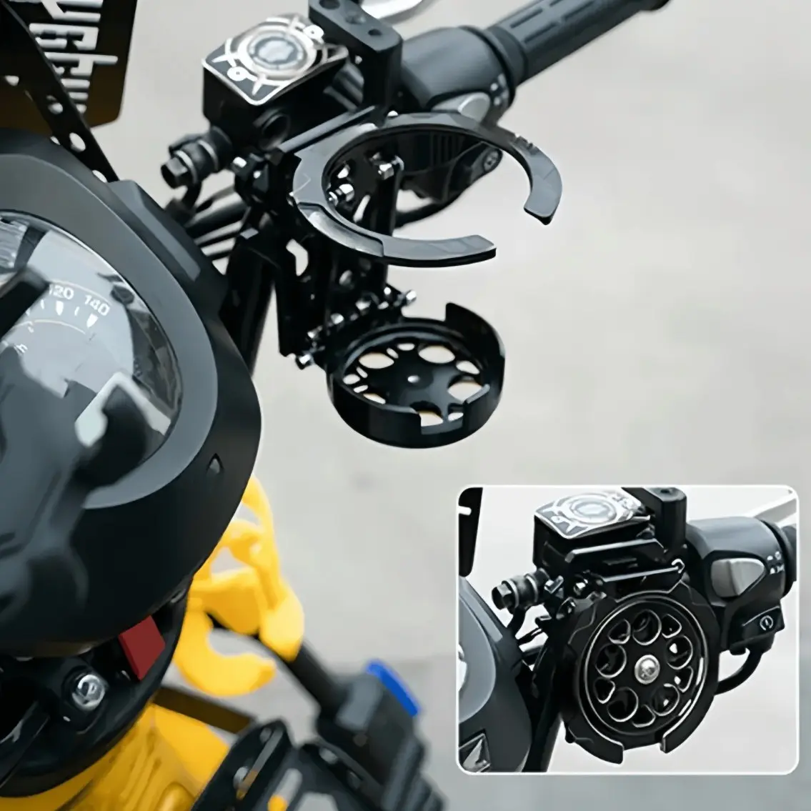 Adjustable Foldable Motorcycle Bicycle Cup Holder Bike Water Bottle Holder Lightweight Drink Rack for Bicycle Motorcycle Handlebar Cycling Delivery Outdoor Sports Accessories Stable Easy Install, Motorcycle Handlebar Mount, Motorcycle Accessory