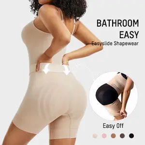 SHECURVE Easyslide Shapewear Tummy Control Butt Lifter Faja Back Pull Down Bodysuit Scruntch with Back Bone Support & Cotton Gusset for Women Postpartum Everyday Fajas Colombian Girdles Body Shaping Underwear
