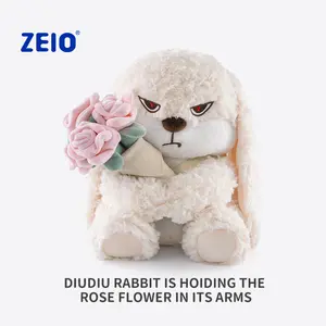 【ZEl0 TOYS】powderDiuDiu plush toy rabbit doll cute rabbit baby doll soothing doll for boys and girls birthday gift, holiday gift, gift for giving cat hunting Cool Drop