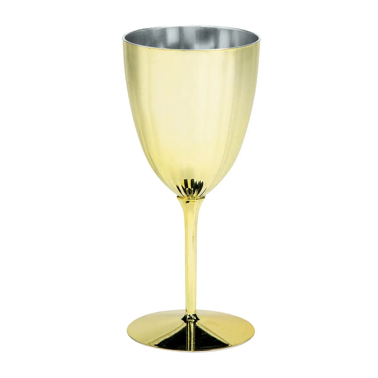 Gold Metallic Plastic Wine Glasses - 12 Ct.