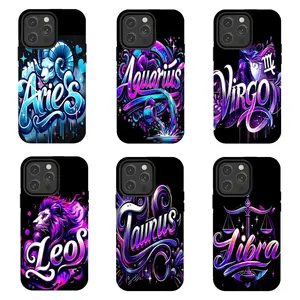 6 Styles Zodiac Sign Phone Case Galaxy Celestial & Astrology Compatible for iPhone 17 16 15 14 13 12 11 and for Samsung S21-S25  Ideal Gift for  Friends