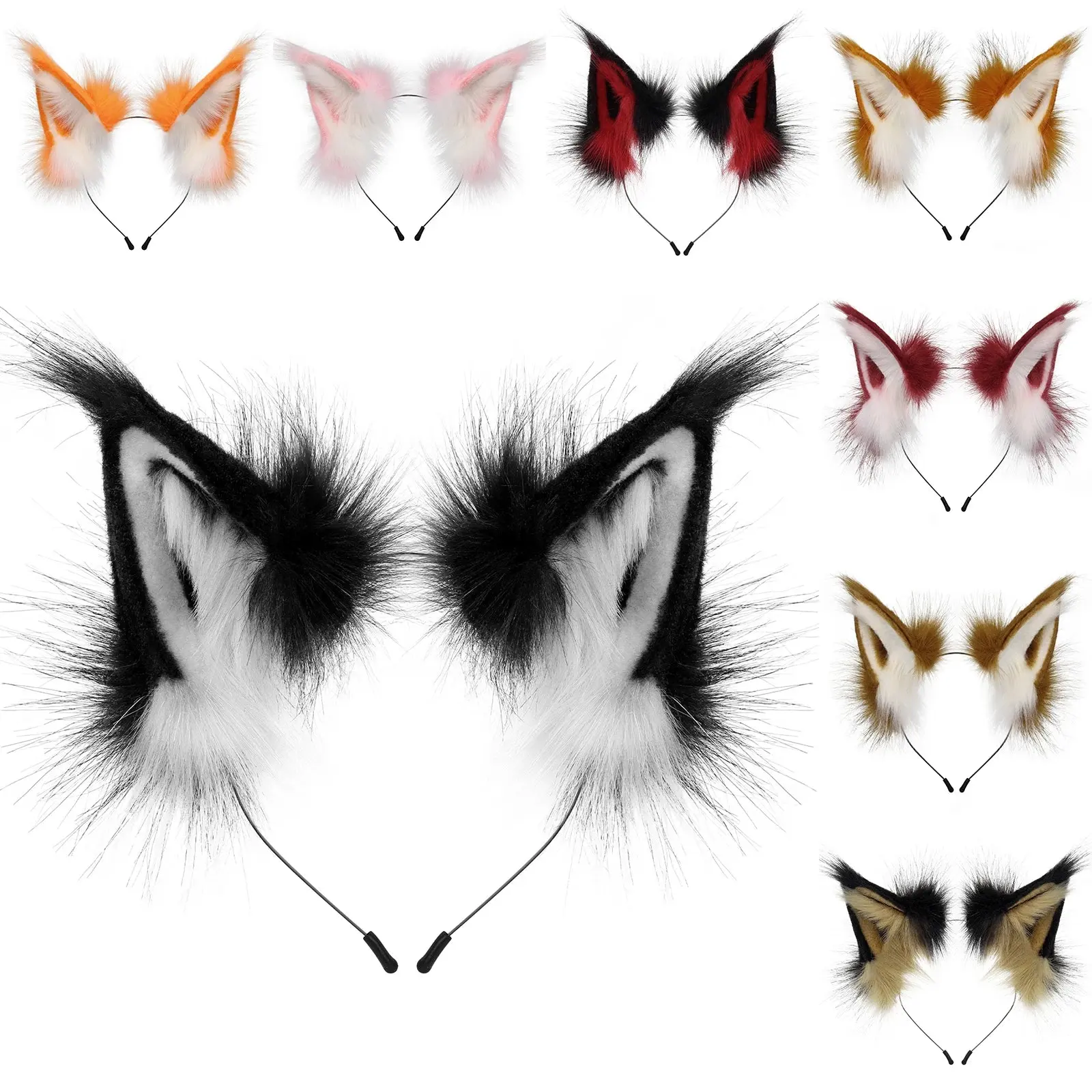 Unisex Handmade Faux Fur Fox & Wolf Ear Headband - Secure, Comfortable, Lightweight Furry Cosplay Animal Accessories, 1 Size Holiday Party Prop for Halloween Festive Events, Animals