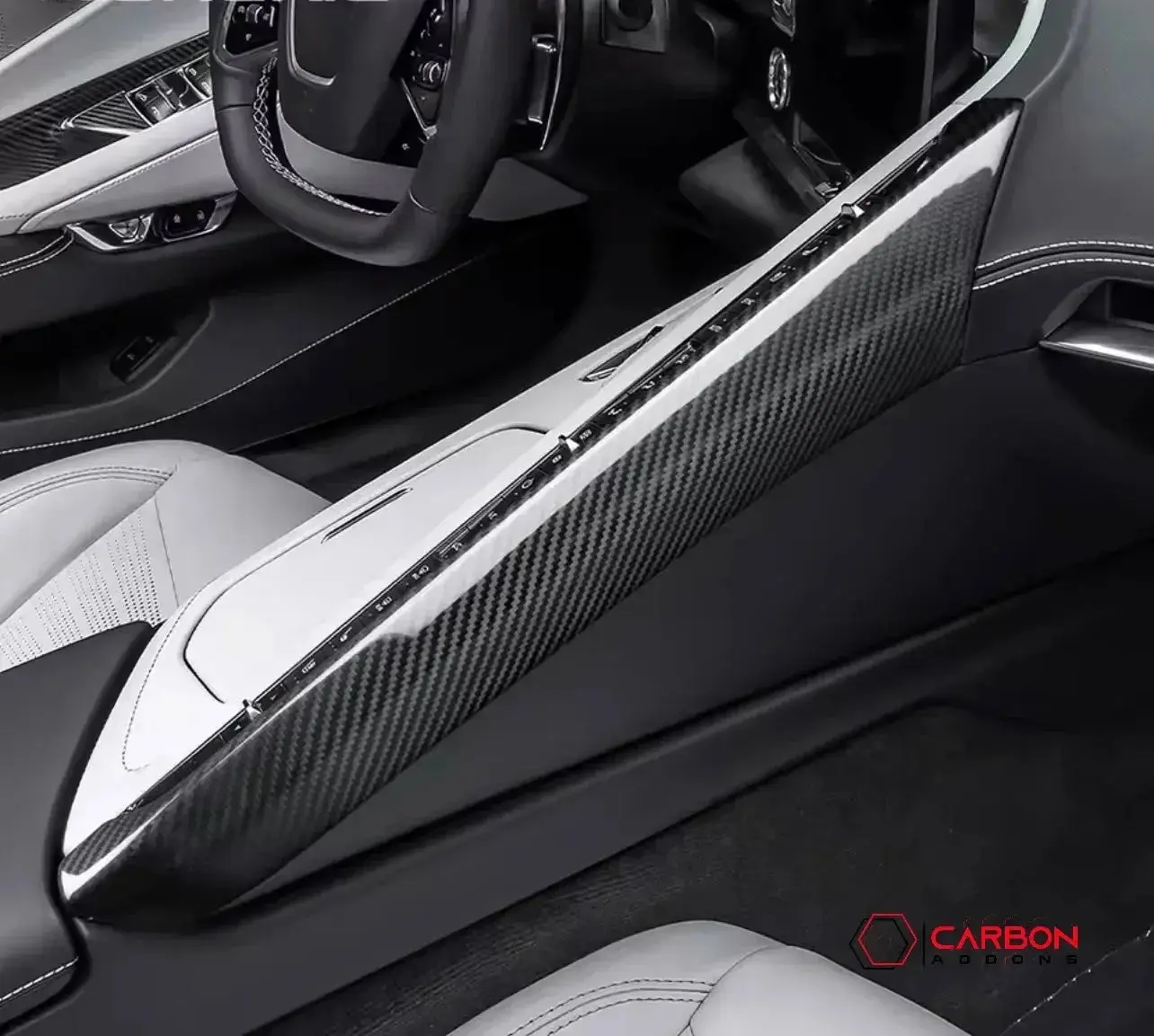 C8 Corvette Real Carbon Fiber Upper Right Center Console Cover (Passenger Side) | Interior Upgrade (2020–2025)