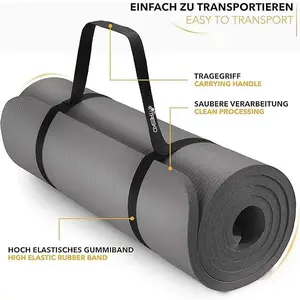 Fitness Exercise Mat Phthalate-Free NBR Foam Yoga Pilates Gymnastics Mat with Adjustable Elastic Band Versatile Skin-Friendly Compact Design