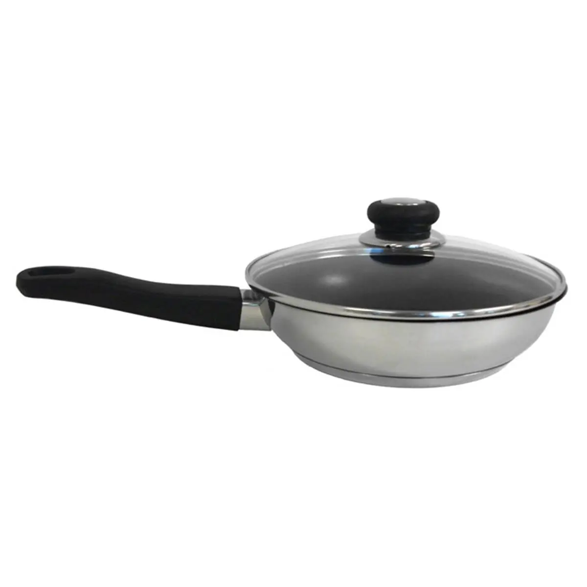 212 MAIN Sunpentown HK-1024 10-in Circular Non-Stick Fry Pan - 3-Ply Capsulated Base Aluminium-Stainless Steel Induction Cookware with Excalibur Coating, Stainless Steel Pans for Non Stick Cookware Sets, Cooking