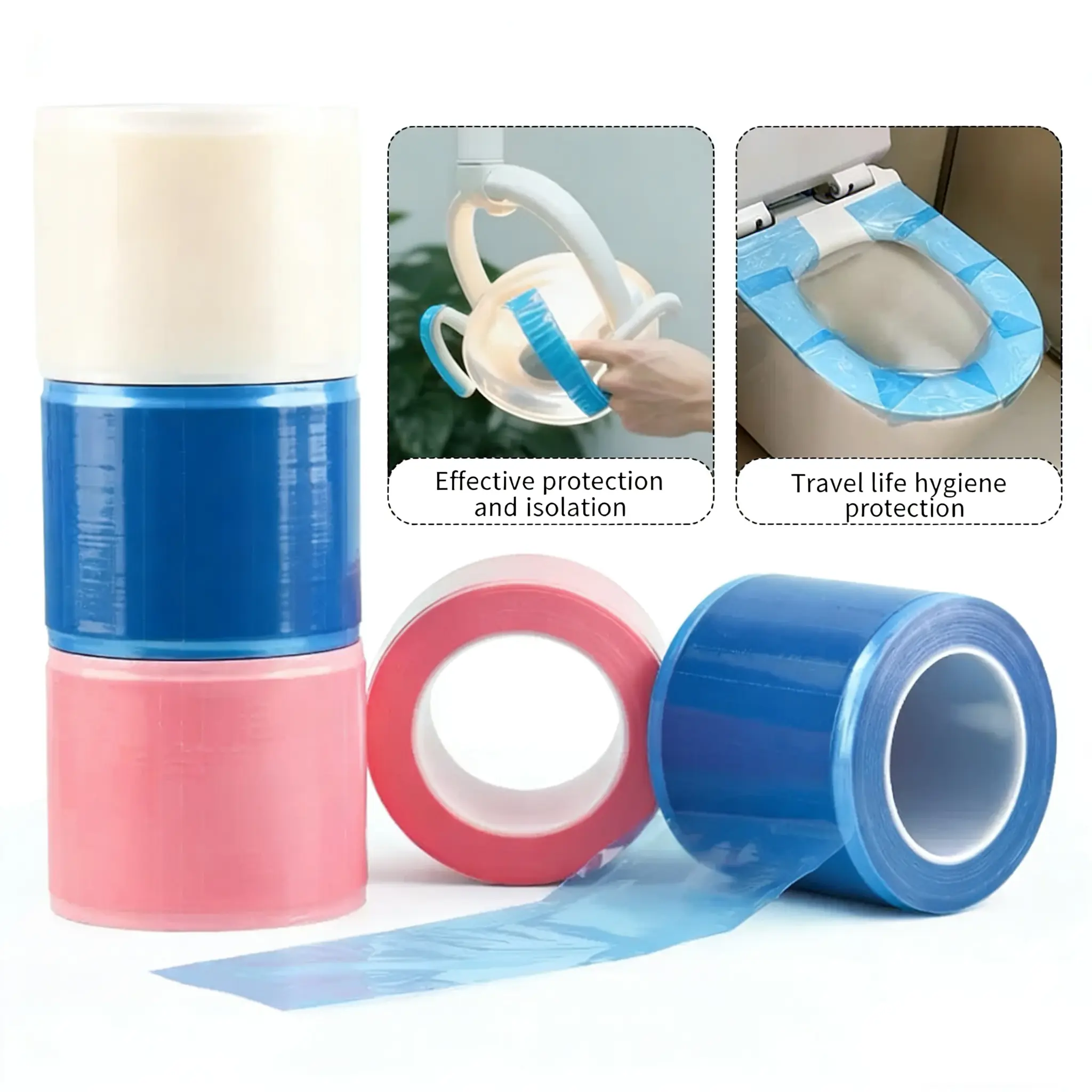 2-Pack Blue Disposable Barrier Film, Easy-Tear Residue-Free Isolation Film for Public Toilet Seats, Faucets, Dental Use, Effective Protection (Home & Bathroom Supplies)