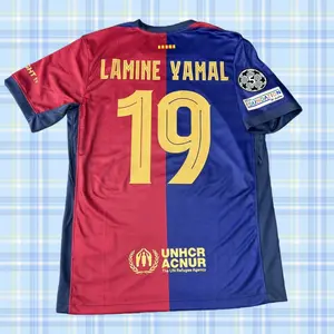 2425 Home Soccer Jersey Red Blue Yamal 19 Short Sleeve